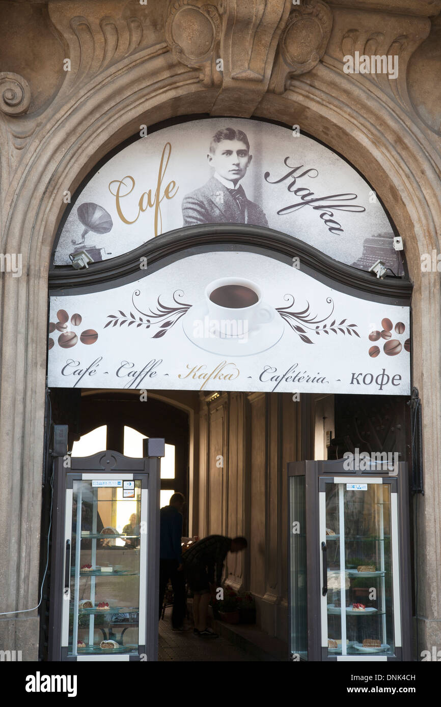 Franz Kafka Cafe, Stare Mesto Neighborhood, Prague, Czech Republic, Europe Stock Photo