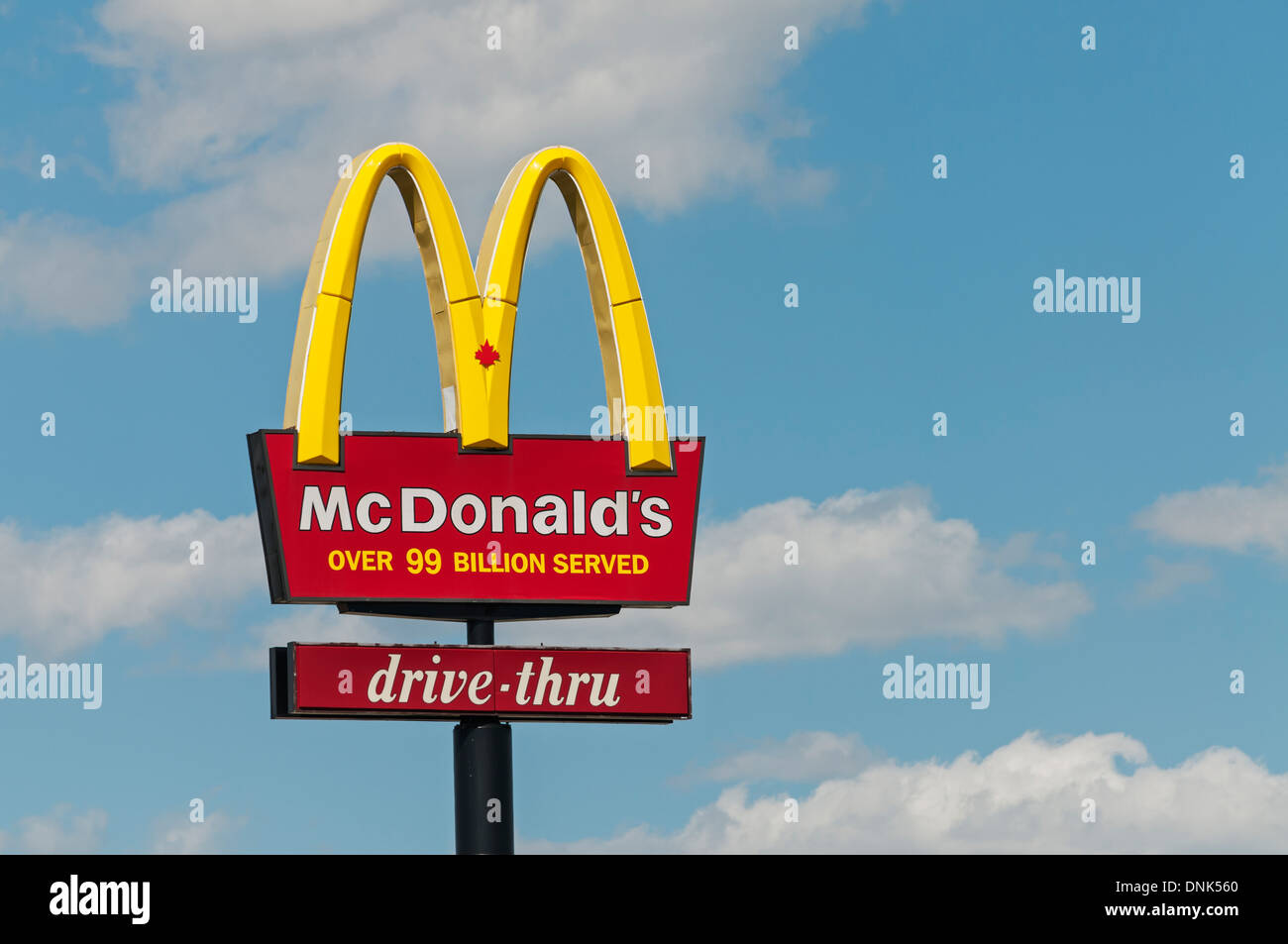 A McDonald's restaurant drive-thru sign, Brooks, Alberta, Canada Stock ...