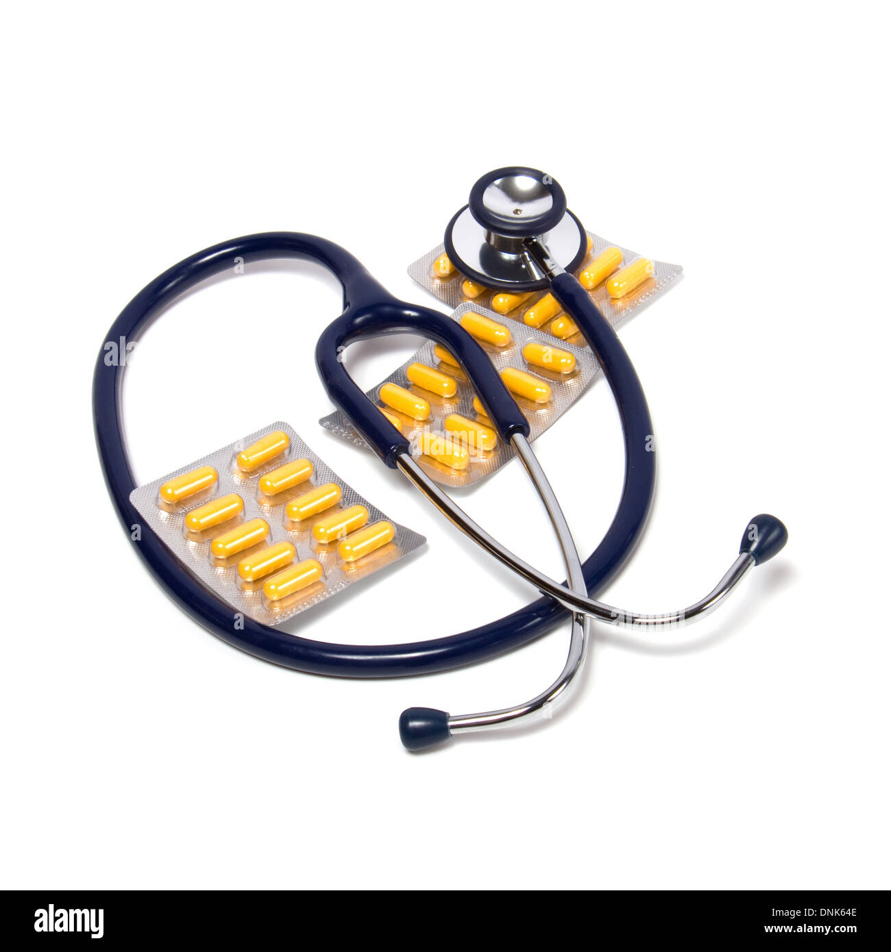 stethoscope and tablets isolated on white background Stock Photo - Alamy