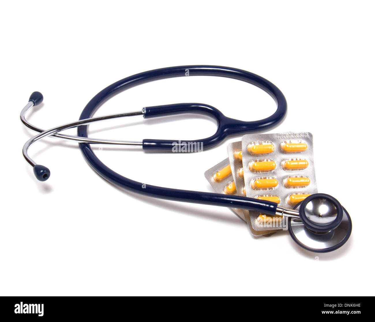 stethoscope and tablets isolated on white background Stock Photo - Alamy