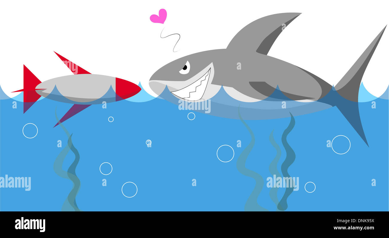 Illustrative representation of shark meets a bomb Stock Photo