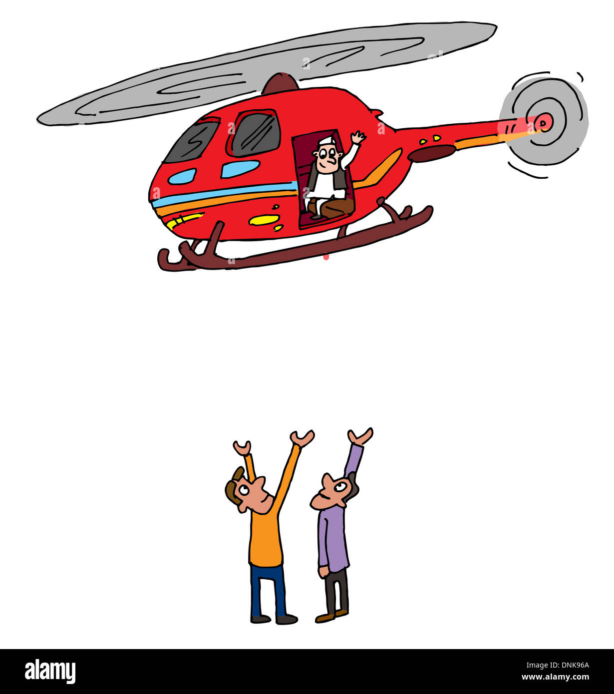 Illustrative representation of an Indian politician helicopter visit Stock Photo