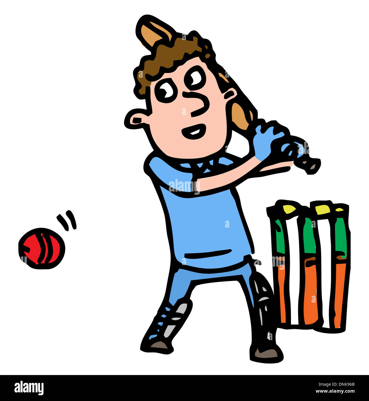 Illustrative representation of a cricketer batting Stock Photo