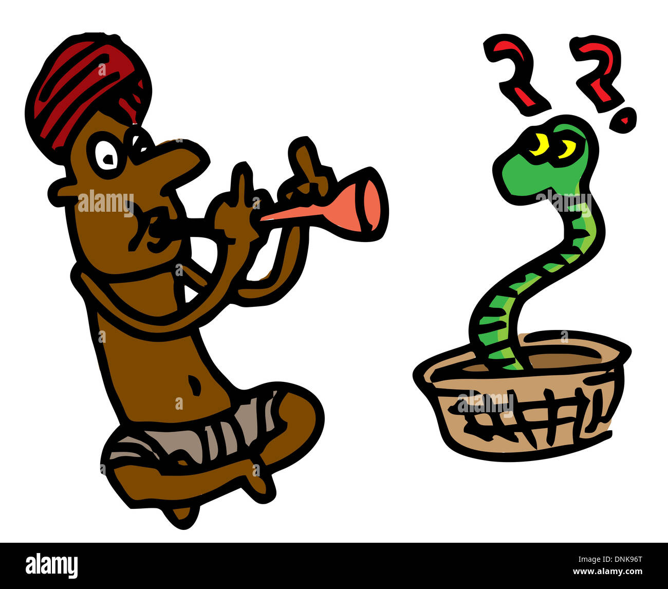 Illustrative representation of a snake charmer Stock Photo