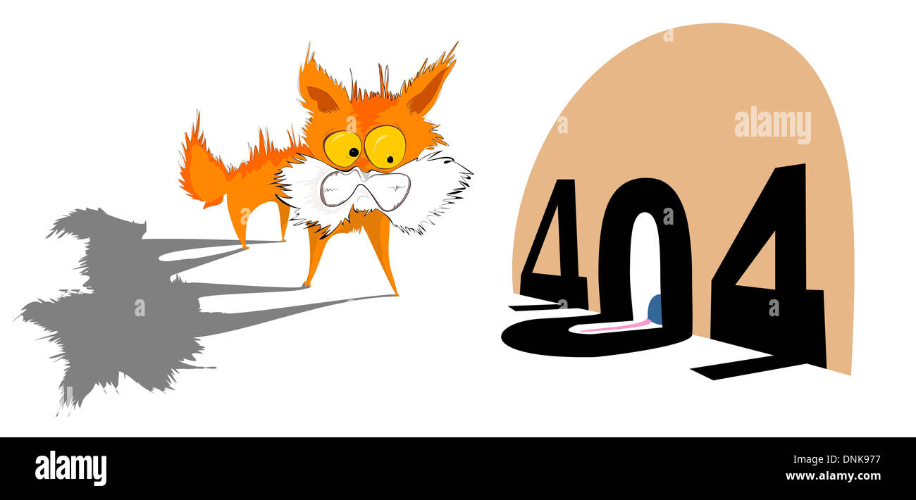 Illustrative representation of a kitten with 404 error message Stock Photo