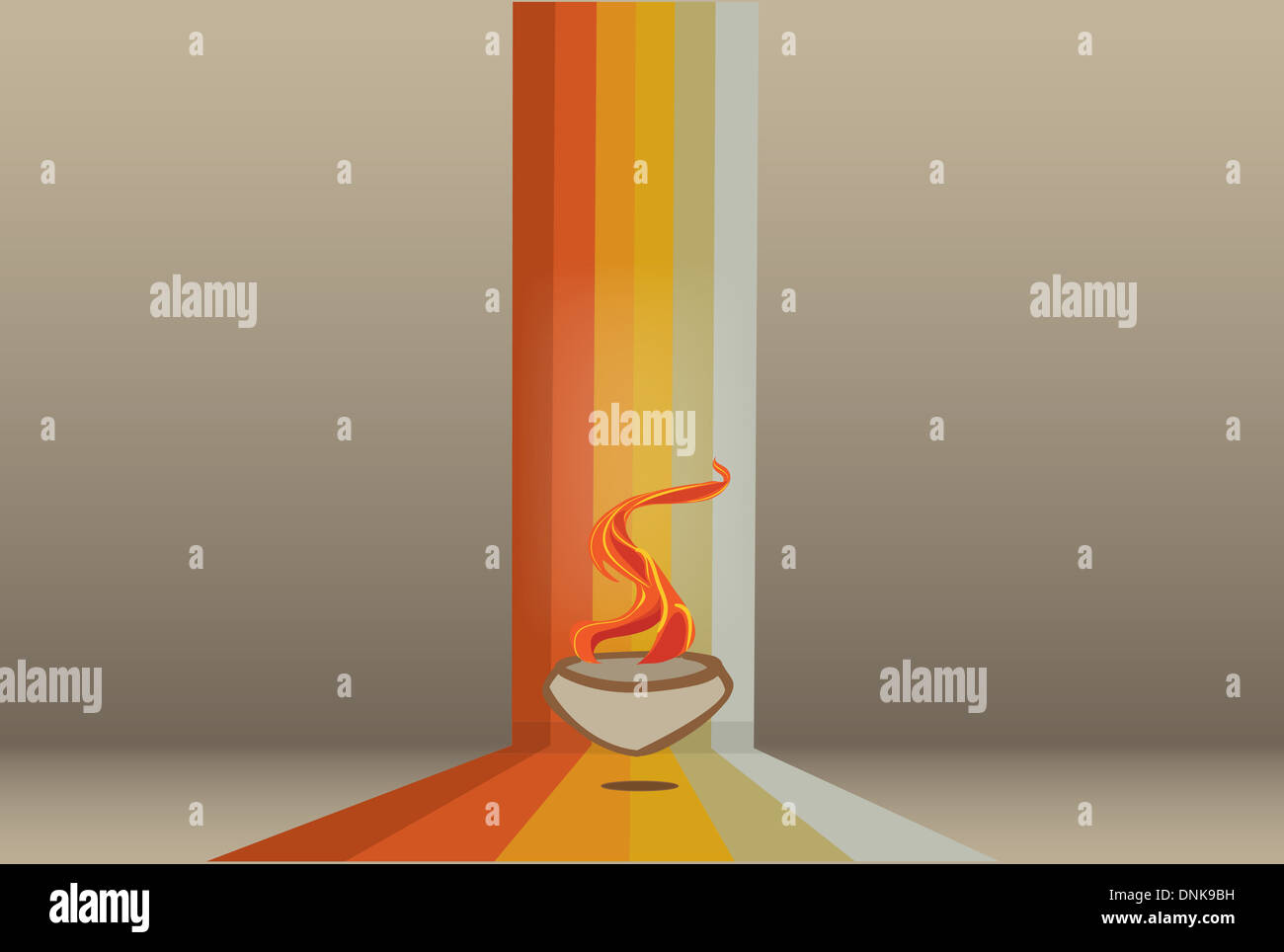 Diwali oil lamp isolated on colored background Stock Photo