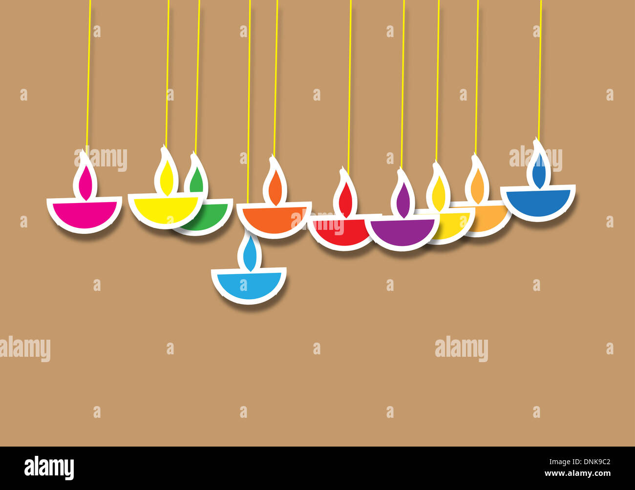 Diwali oil lamps isolated on colored background Stock Photo