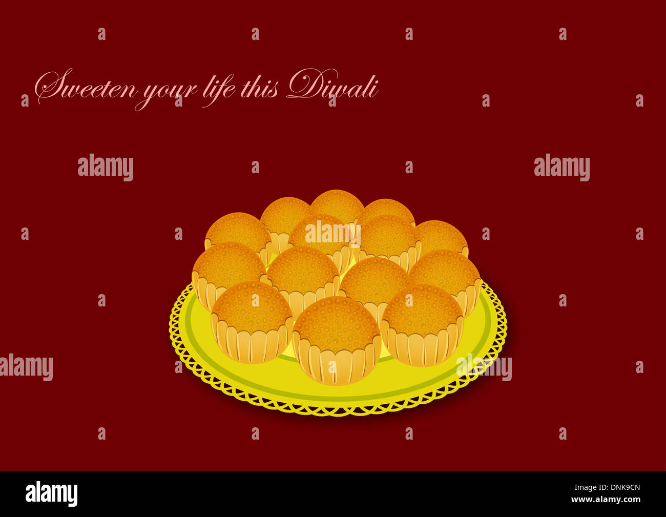 Diwali sweet Laddu in tray isolated on brown background Stock Photo