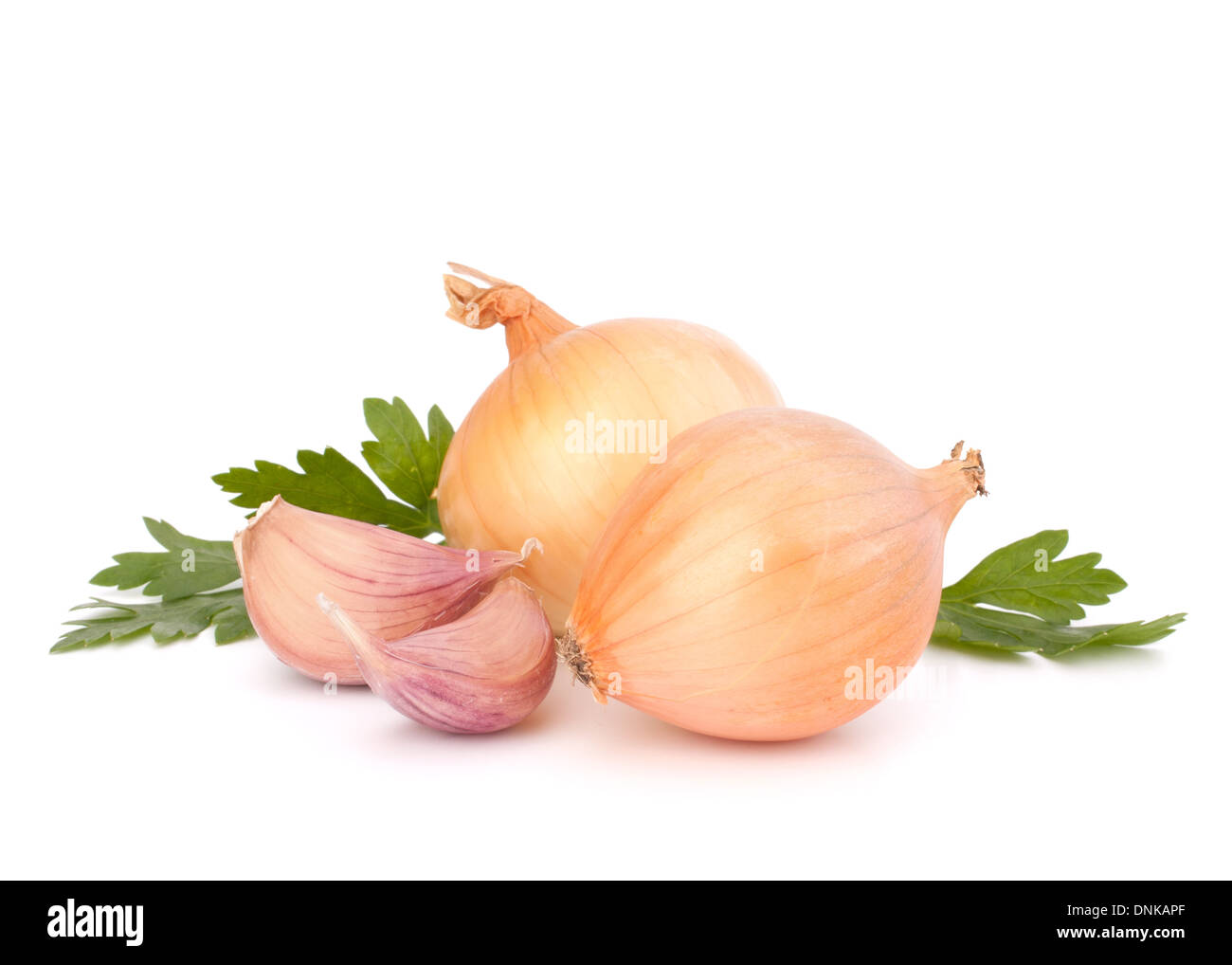 Onion and garlic clove isolated on white background Stock Photo - Alamy