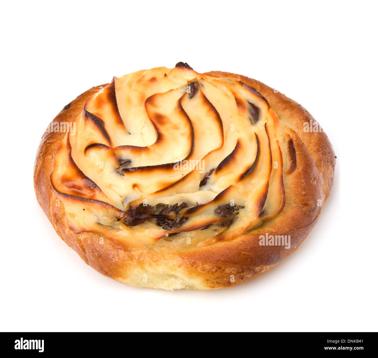 Delicious sweet cream bun isolated on white background Stock Photo