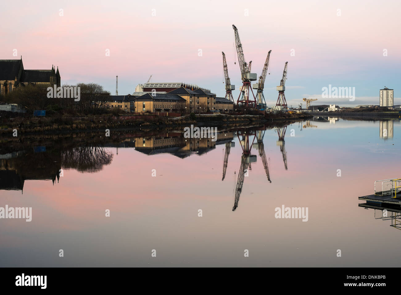 BAE Systems Shipyard in Govan and River Clyde, Glasgow, Scotland Stock Photo