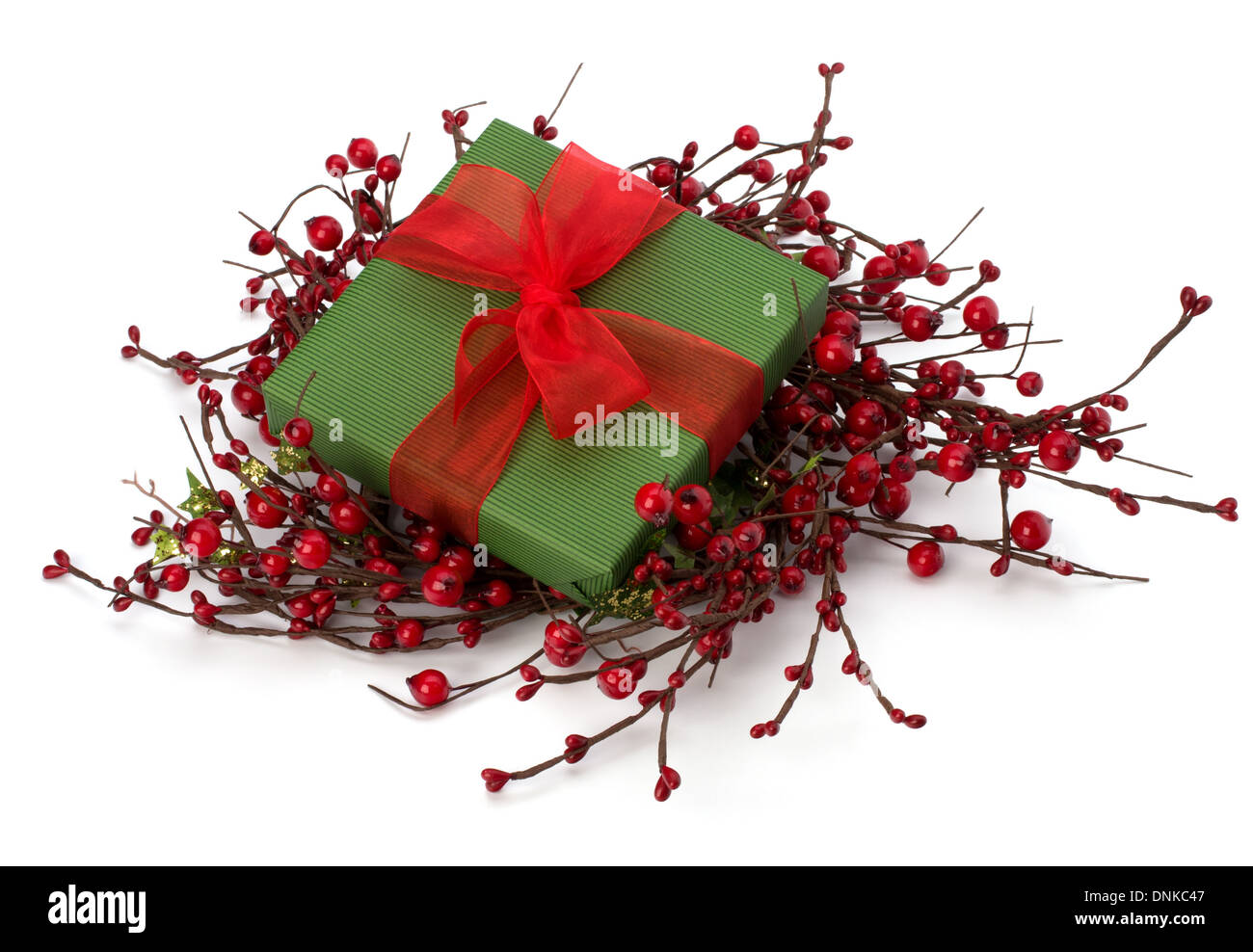 festive gift box isolated on white background Stock Photo - Alamy