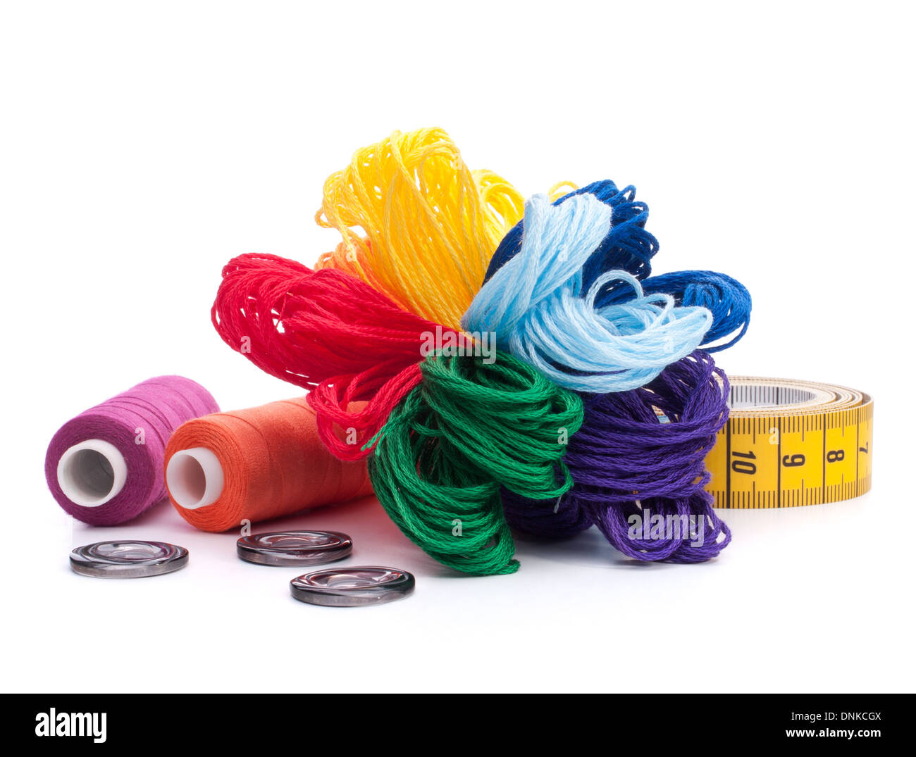 Sewing accessories isolated on white background cutout Stock Photo - Alamy