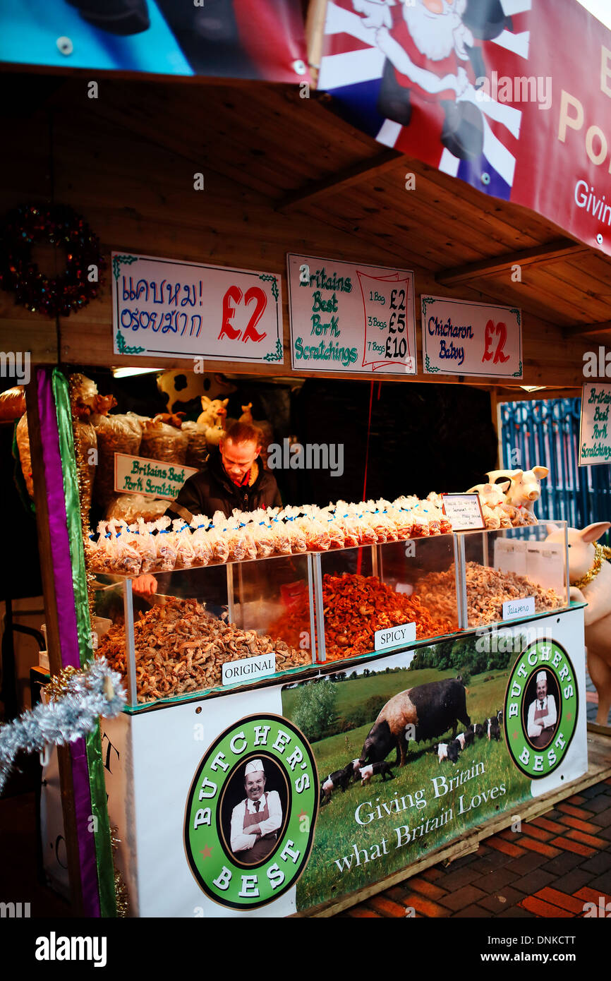 Birmingham pork scratchings stall Stock Photo Alamy