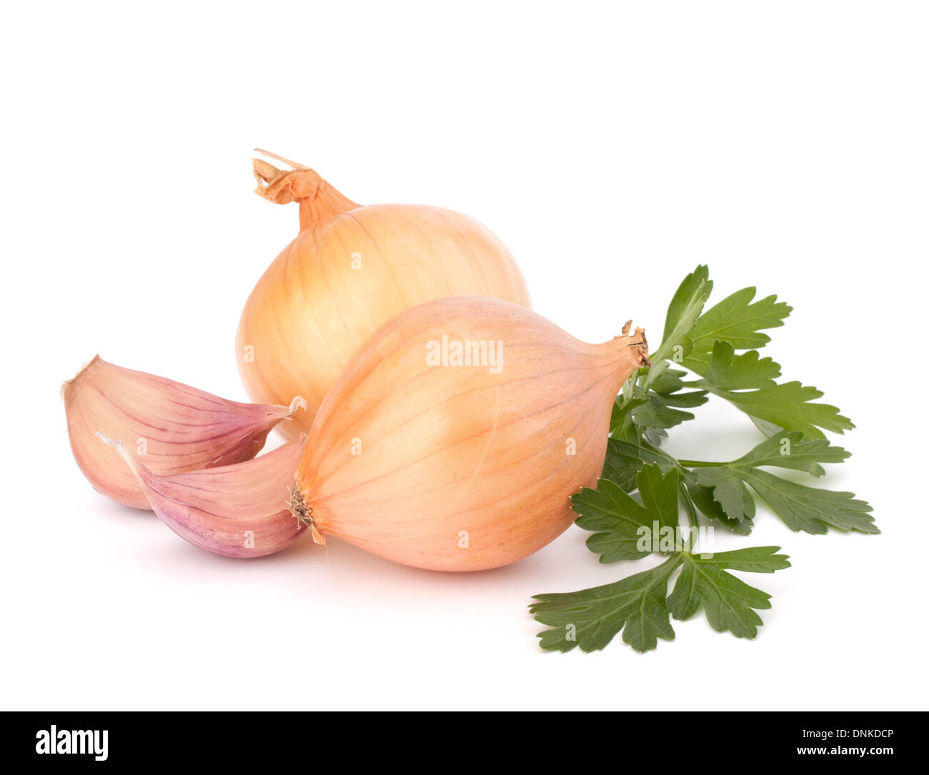 Onion and garlic clove isolated on white background Stock Photo - Alamy