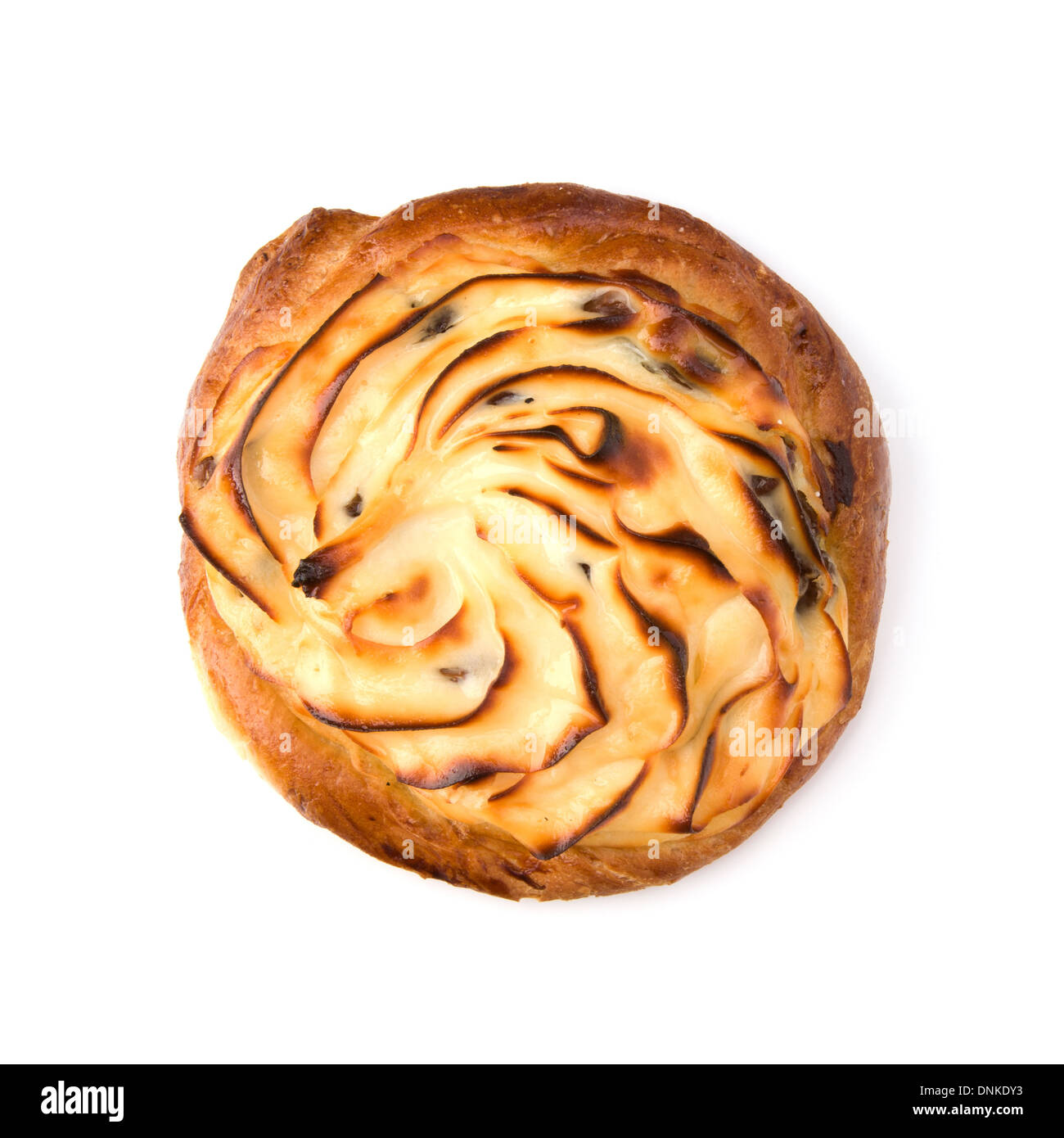 Delicious sweet cream bun isolated on white background Stock Photo