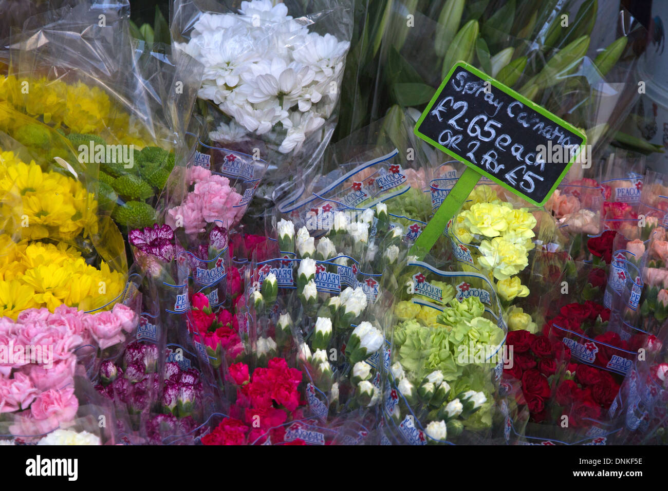 Bunches of flowers for sale Stock Photo