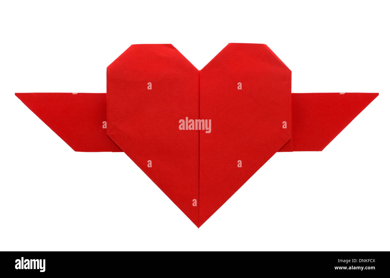 Red Origami Folded Paper Heart Isolated Stock Photo