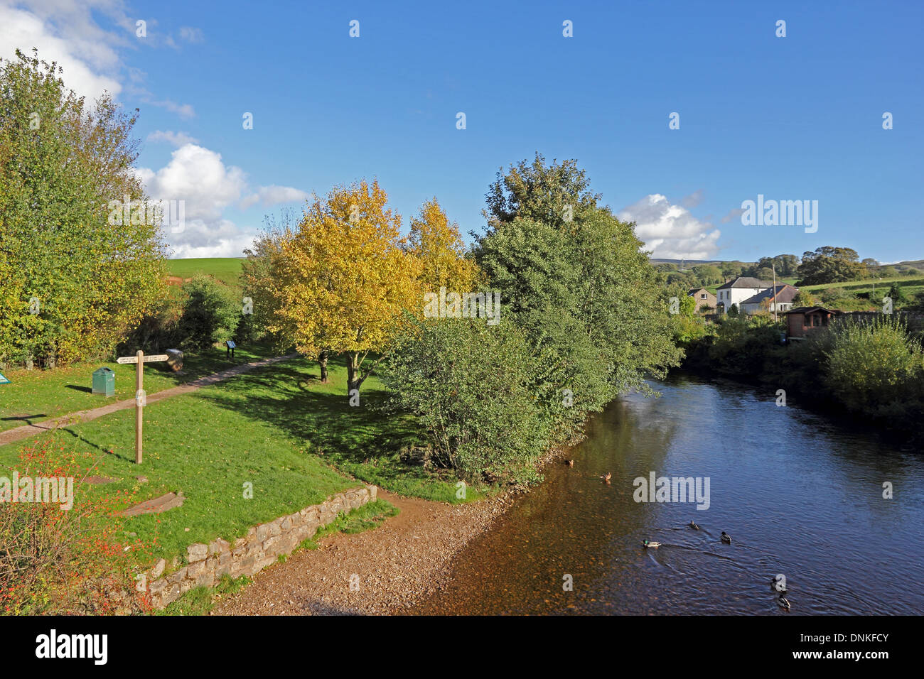 River Eden with Coast to Coast pathway alongside, Kirkby Stephen Stock Photo