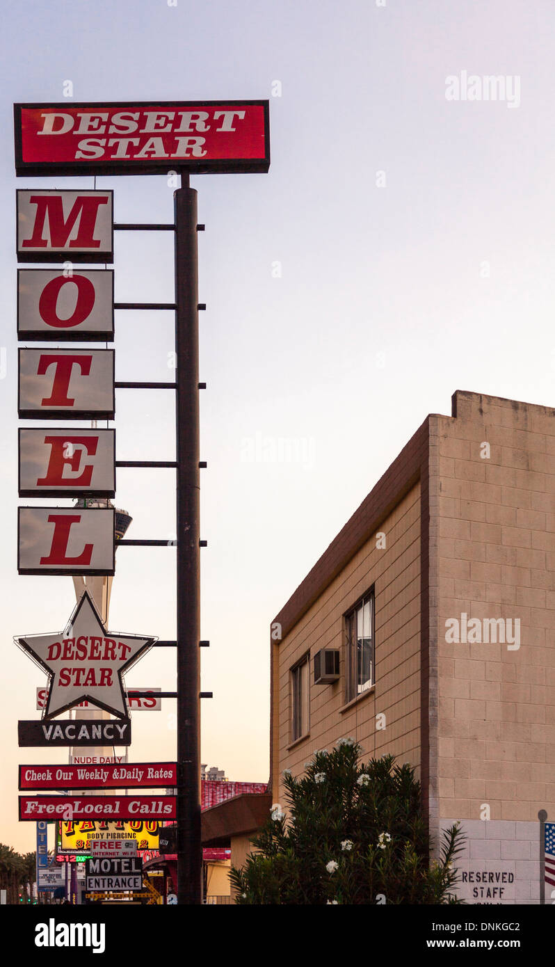 Desert Star Motel sign on Las Vegas Boulevard,Las Vegas,Nevada,USA Stock Photo