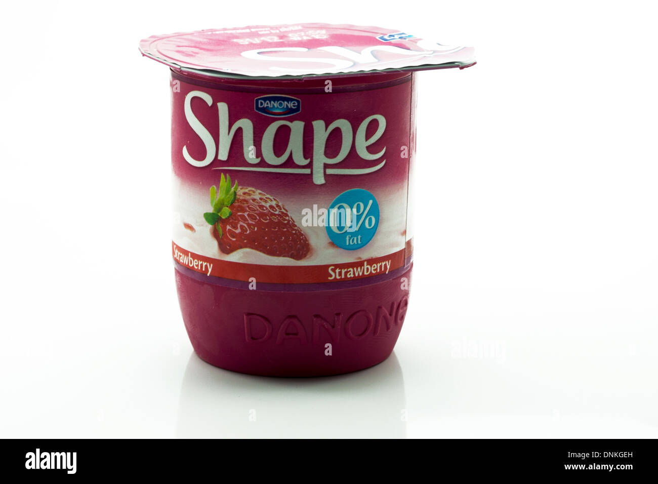 strawberry yogurt shape in carton cut out white background copy space Stock  Photo - Alamy