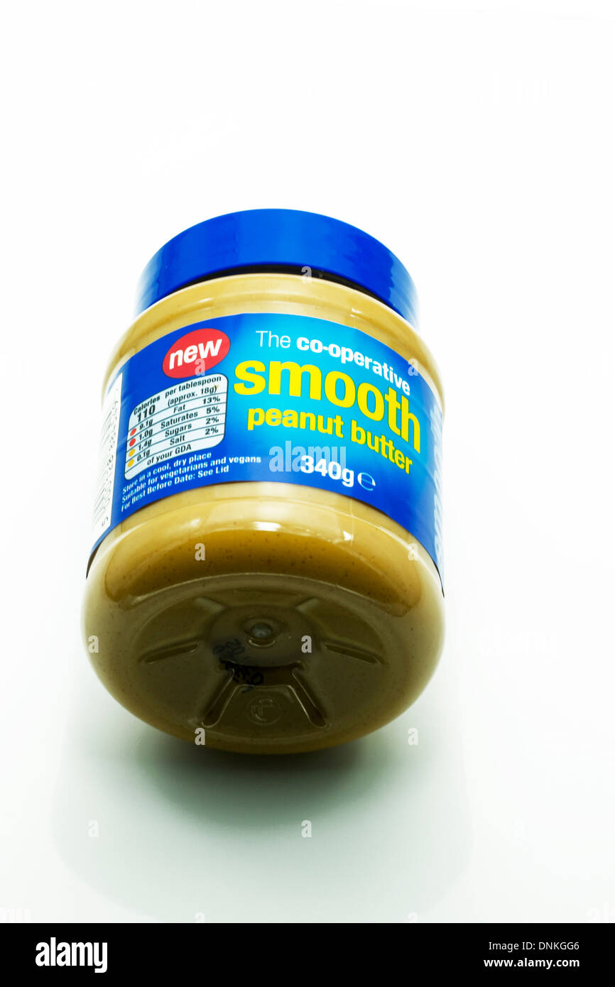 peanut butter jar smooth cut out white background copy space Stock