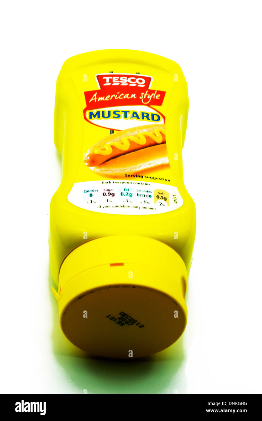 mustard american style Tesco cut out white background copy space Stock
