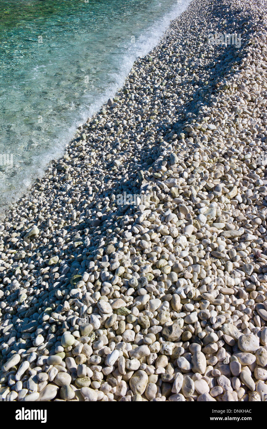 Pebbles, Dafnoudi Beach near Fiscardo, Kefalonia, Greece Stock Photo