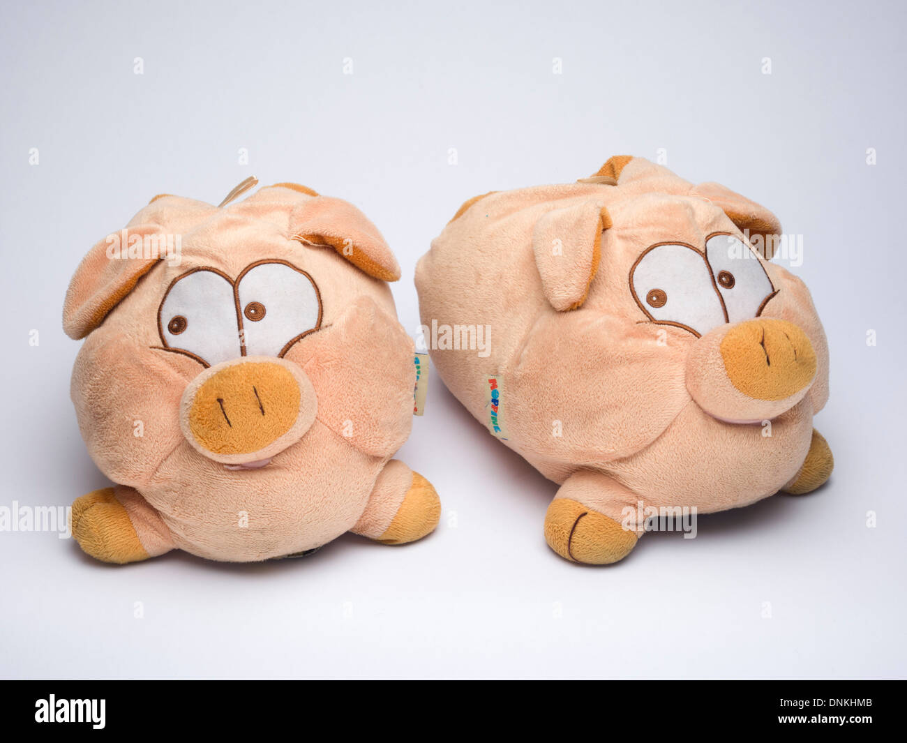 Pair of funny pig slippers Stock Photo