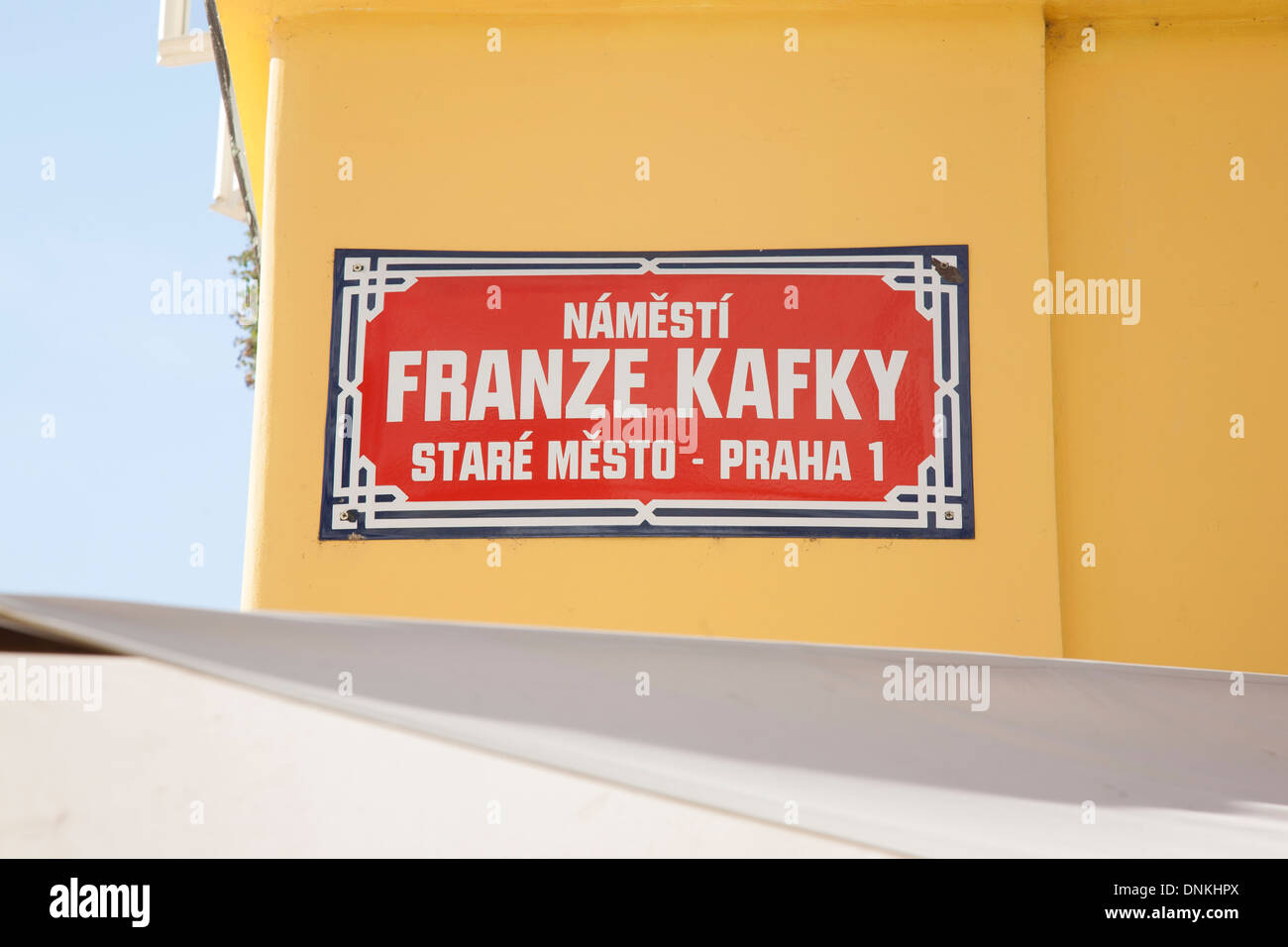 Franz Kafka - Franze Kafky Street Sign, Stare Mesto Neighborhood; Prague; Europe Stock Photo