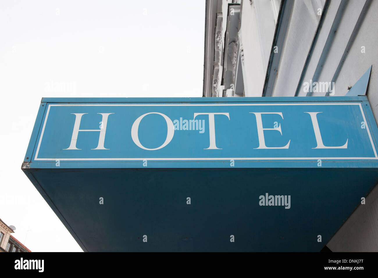 Blue Hotel Sign on Clear Sky Background Stock Photo - Alamy