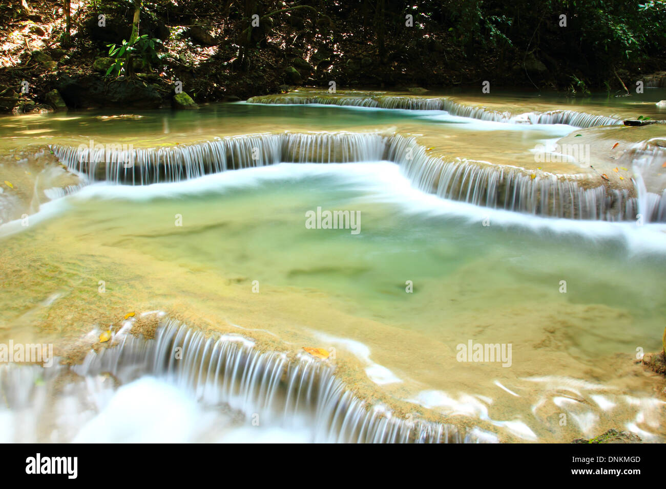 Beautiful Waterfall at Erawan National Park in Kanchanaburi ,Thailand. Stock Photo