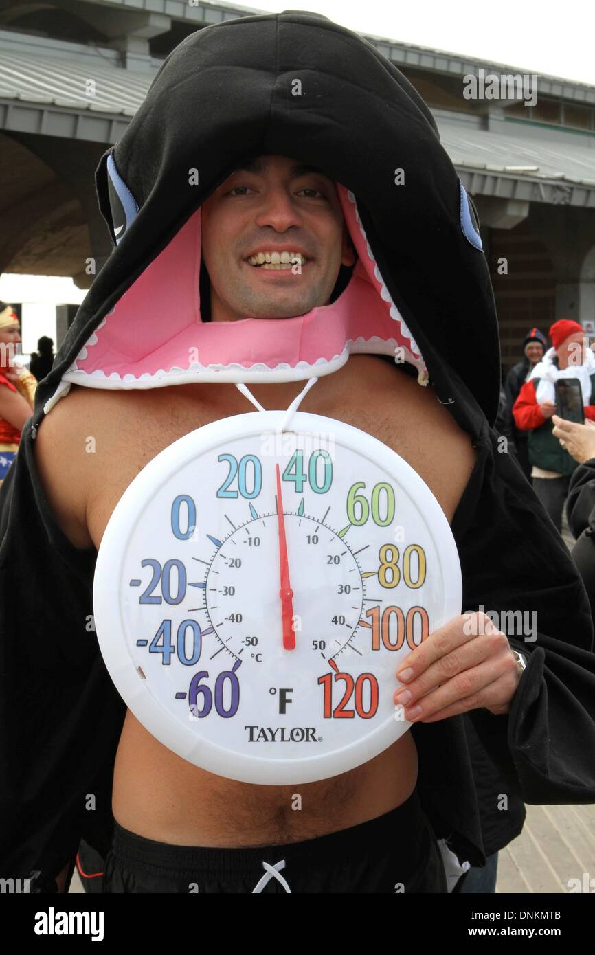 New York, New York, USA. 1st Jan, 2014. Annual Polar Bear Plunge on New Years Day . Swimmers run