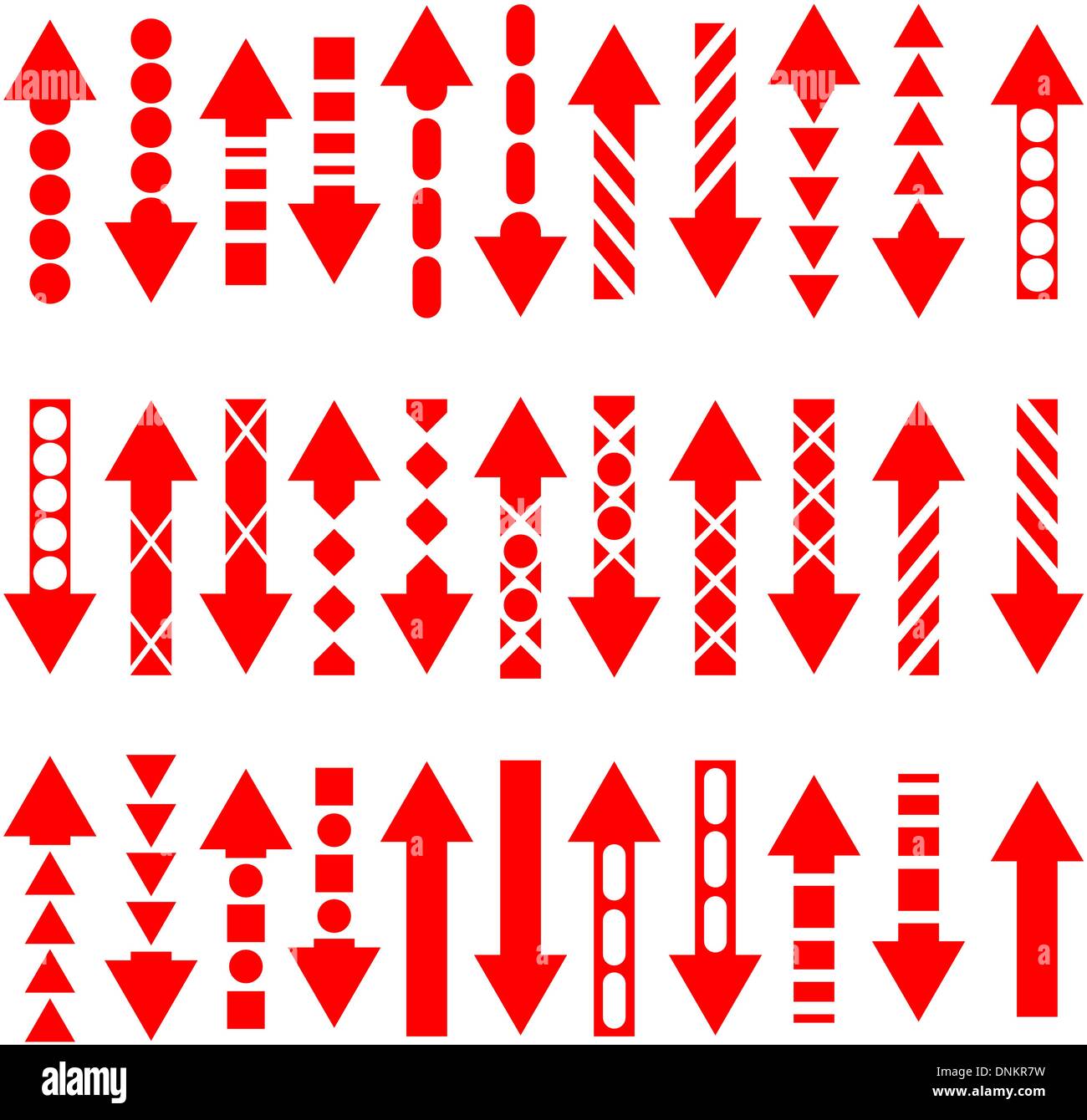 A vector set of useful red arrows. Vector illustration. Stock Vector