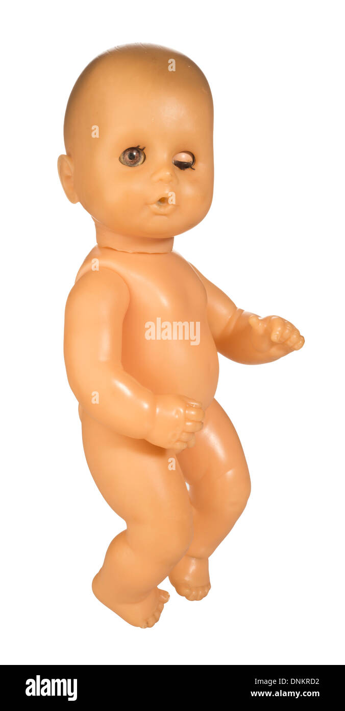 slightly damaged, well loved baby doll Stock Photo