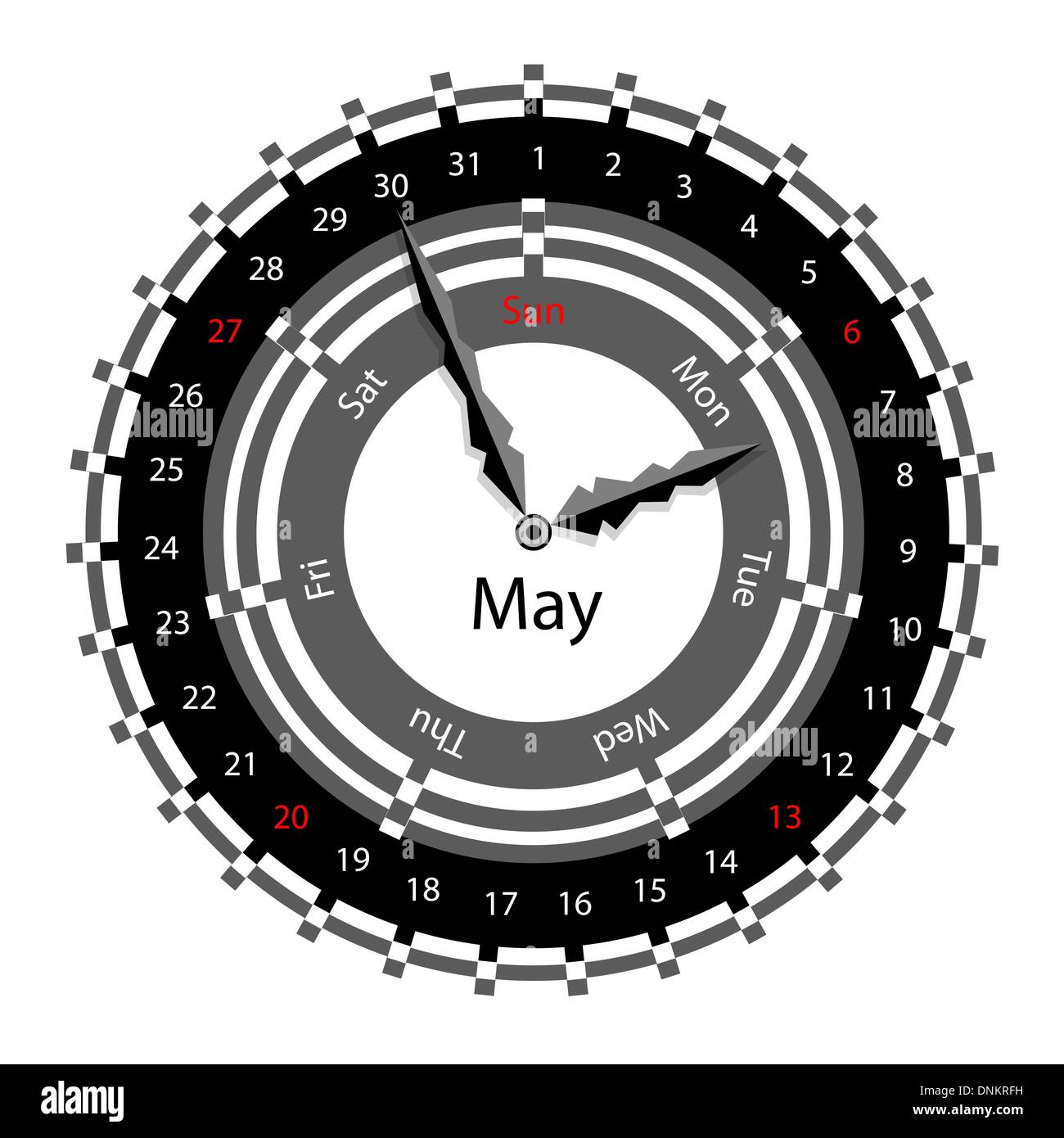 Creative idea of design of a Clock with circular calendar for 2012