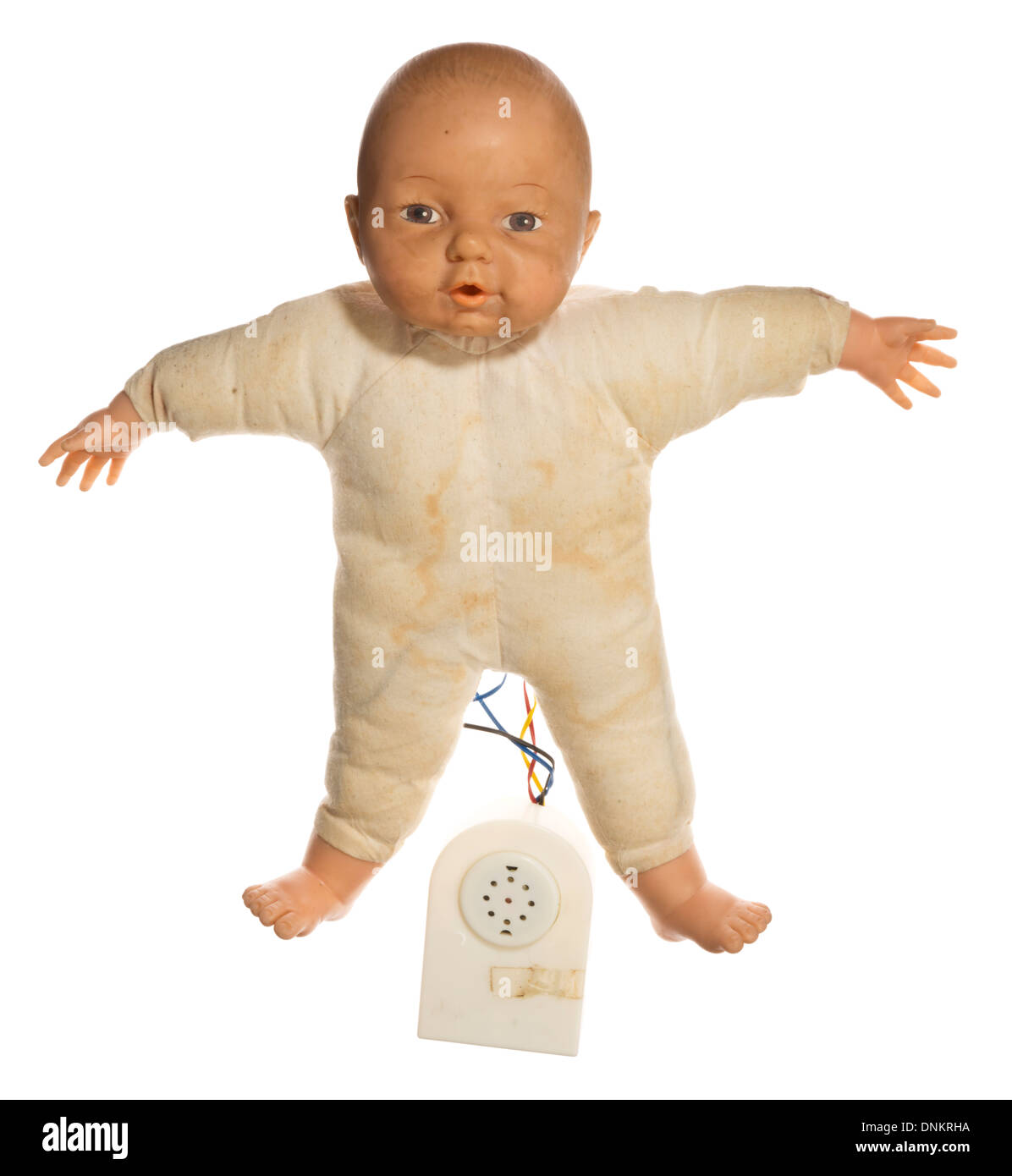 slightly damaged, well loved baby doll Stock Photo