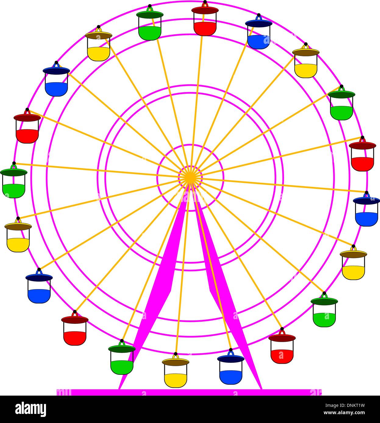 Silhouette atraktsion colorful ferris wheel. Vector  illustration. Stock Vector