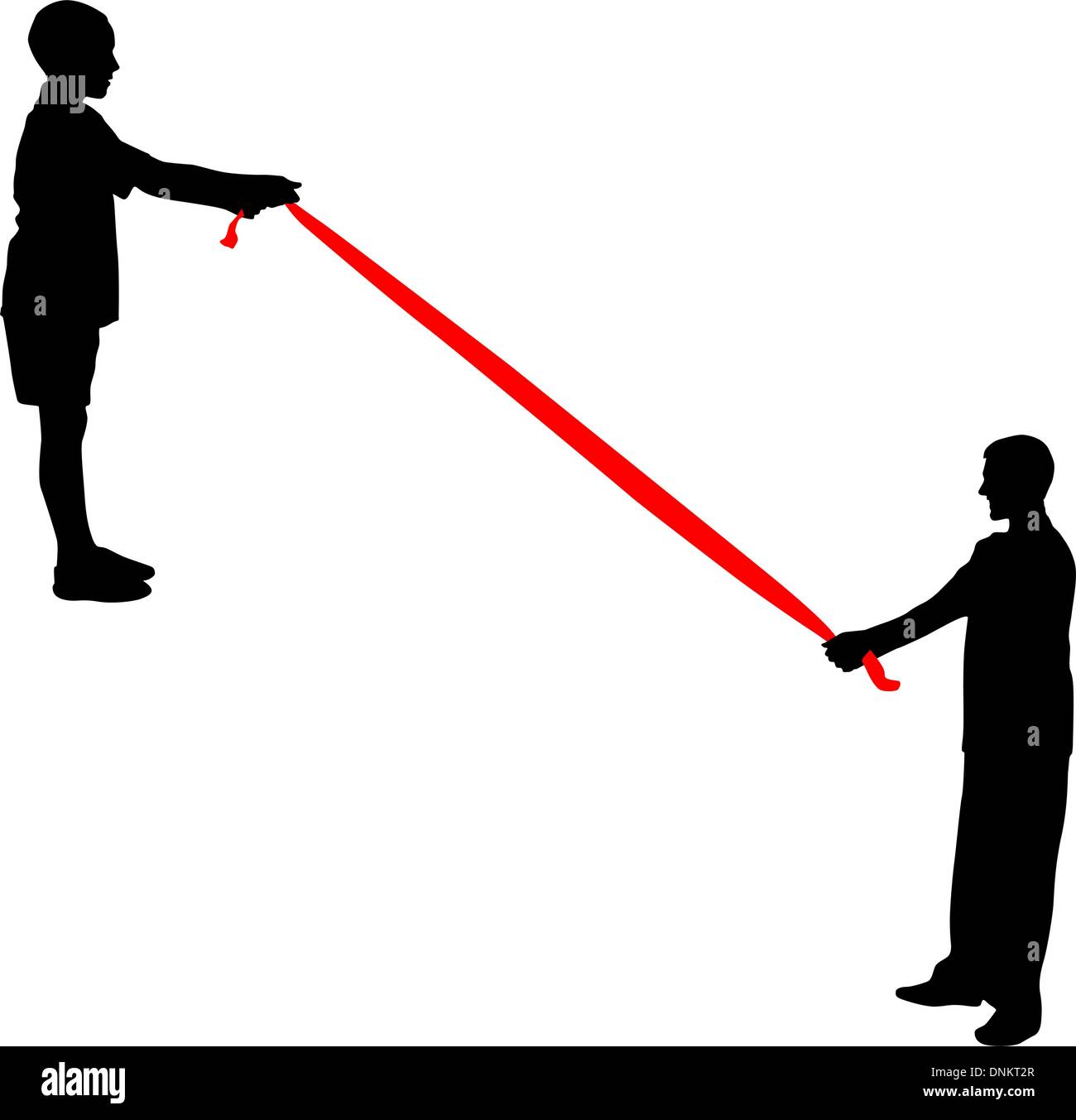 Black silhouettes of people pulling rope. Vector illustration Stock ...