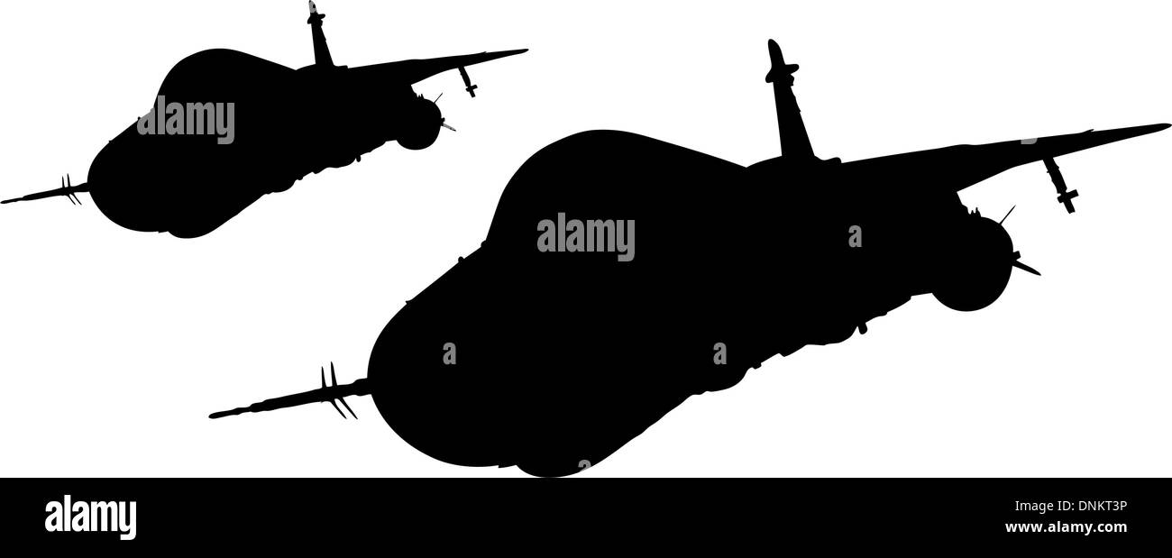 Collection of different combat aircraft silhouettes. vector ...