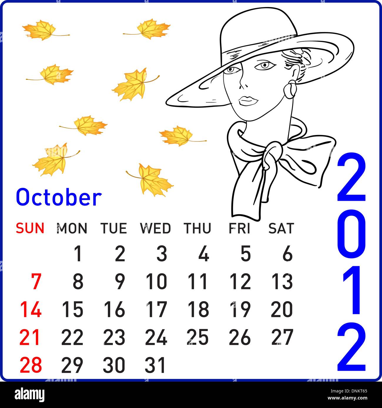 October 2012 2012 year calendar october hi-res stock photography and images - Alamy