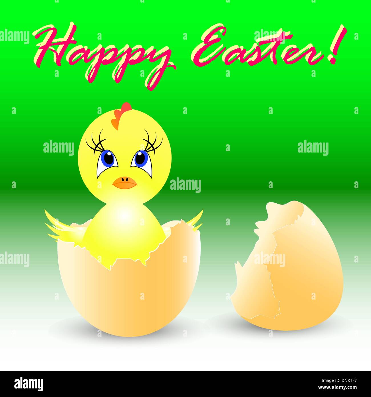 easter holiday illustration with chicken Sits in egg Stock Vector