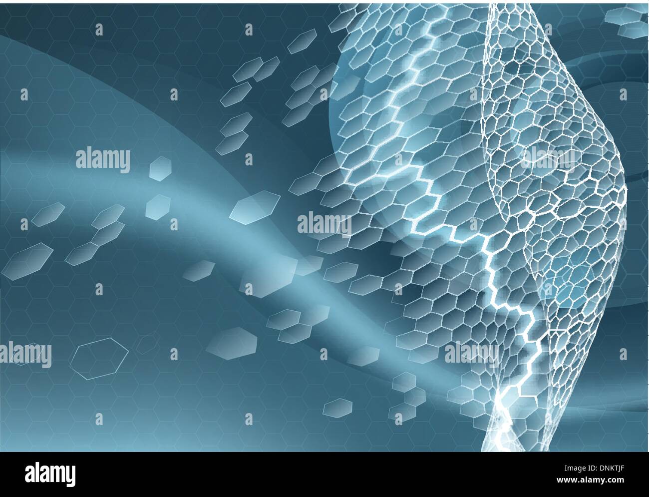 Background concept with hexagon pattern and lightning or electricity ...