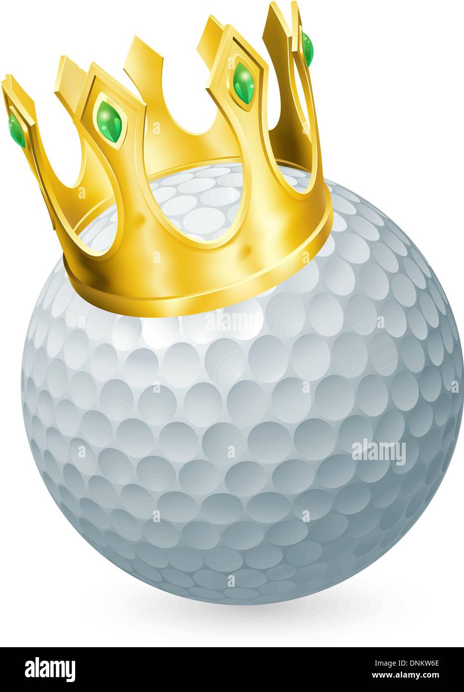 King of golf concept, a golf ball wearing a gold crown Stock Vector