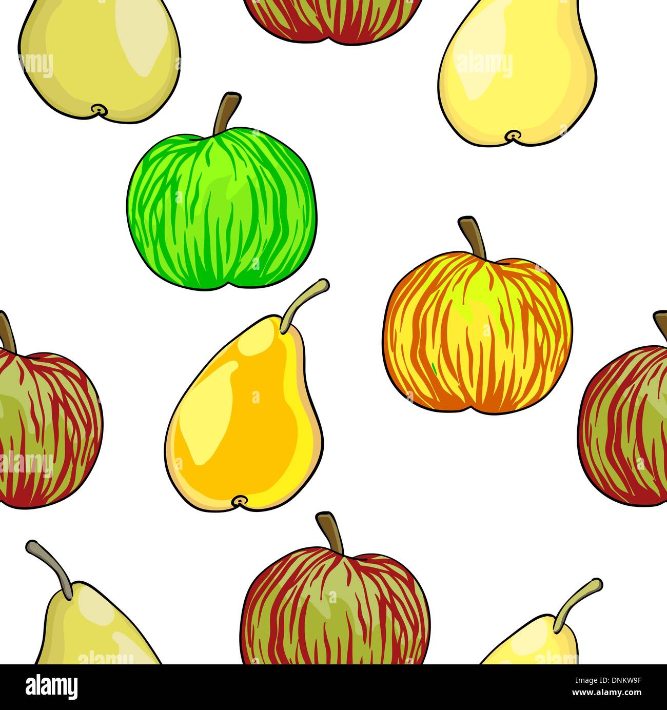 Seamless fruit pattern apples and pears vector illustration Stock ...