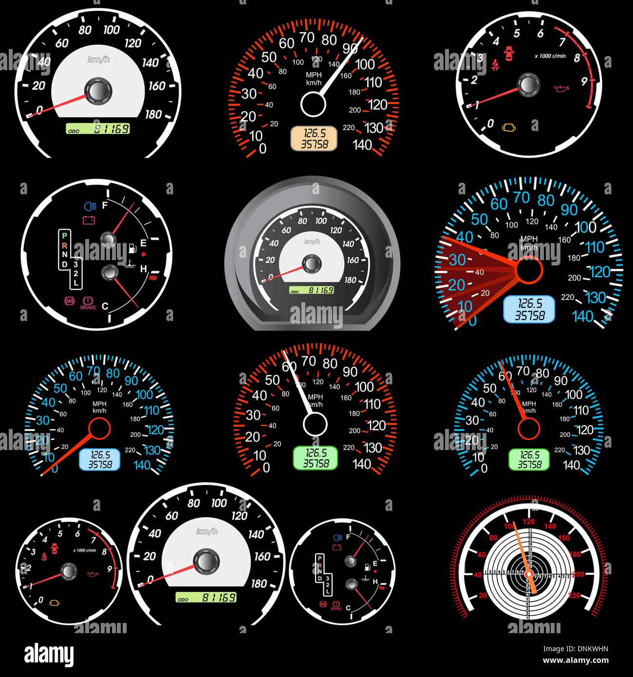 Set of car speedometers for racing design Stock Vector Image & Art Alamy