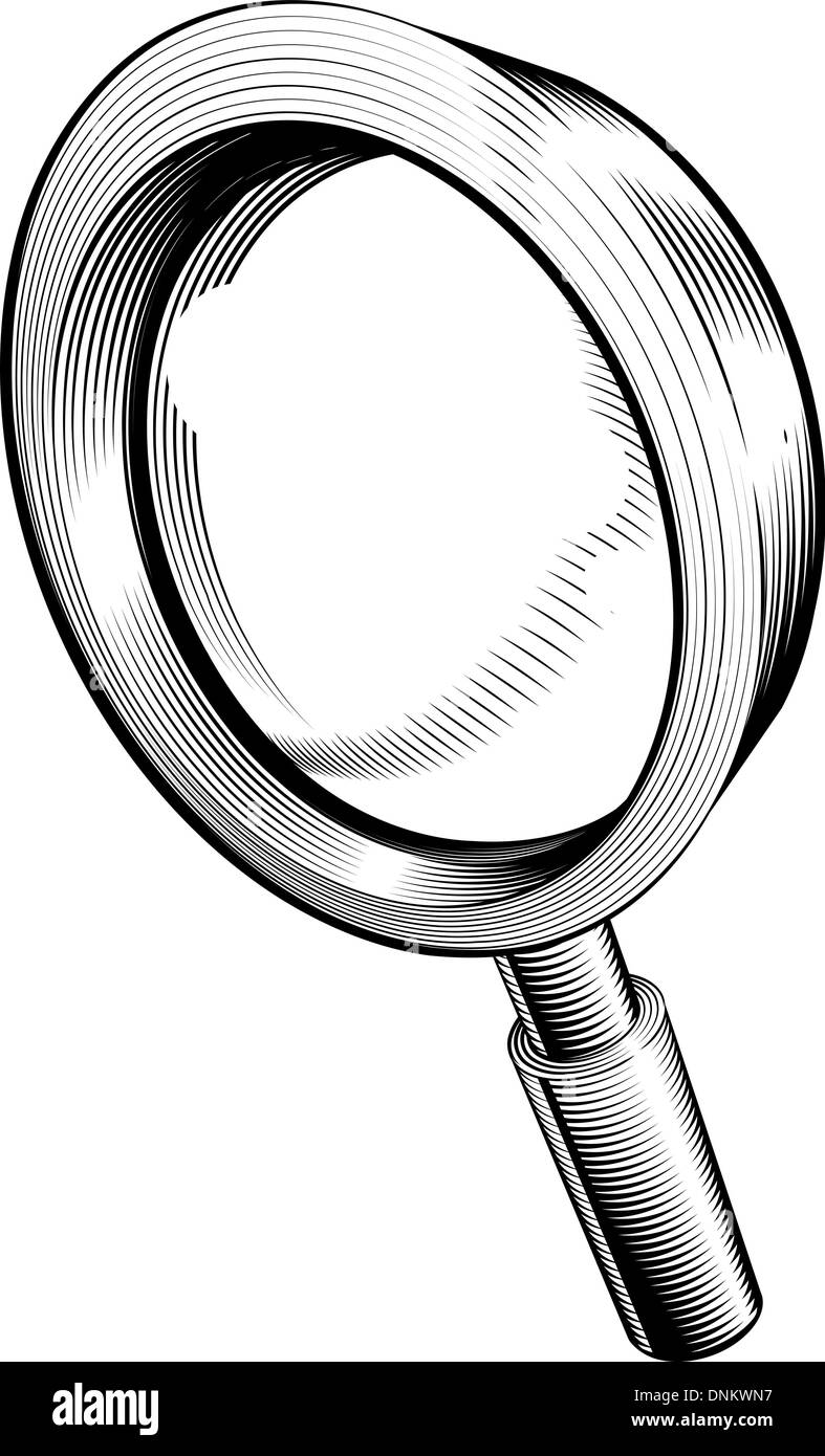 a black and white illustration of a magnifying glass Stock Vector Image ...