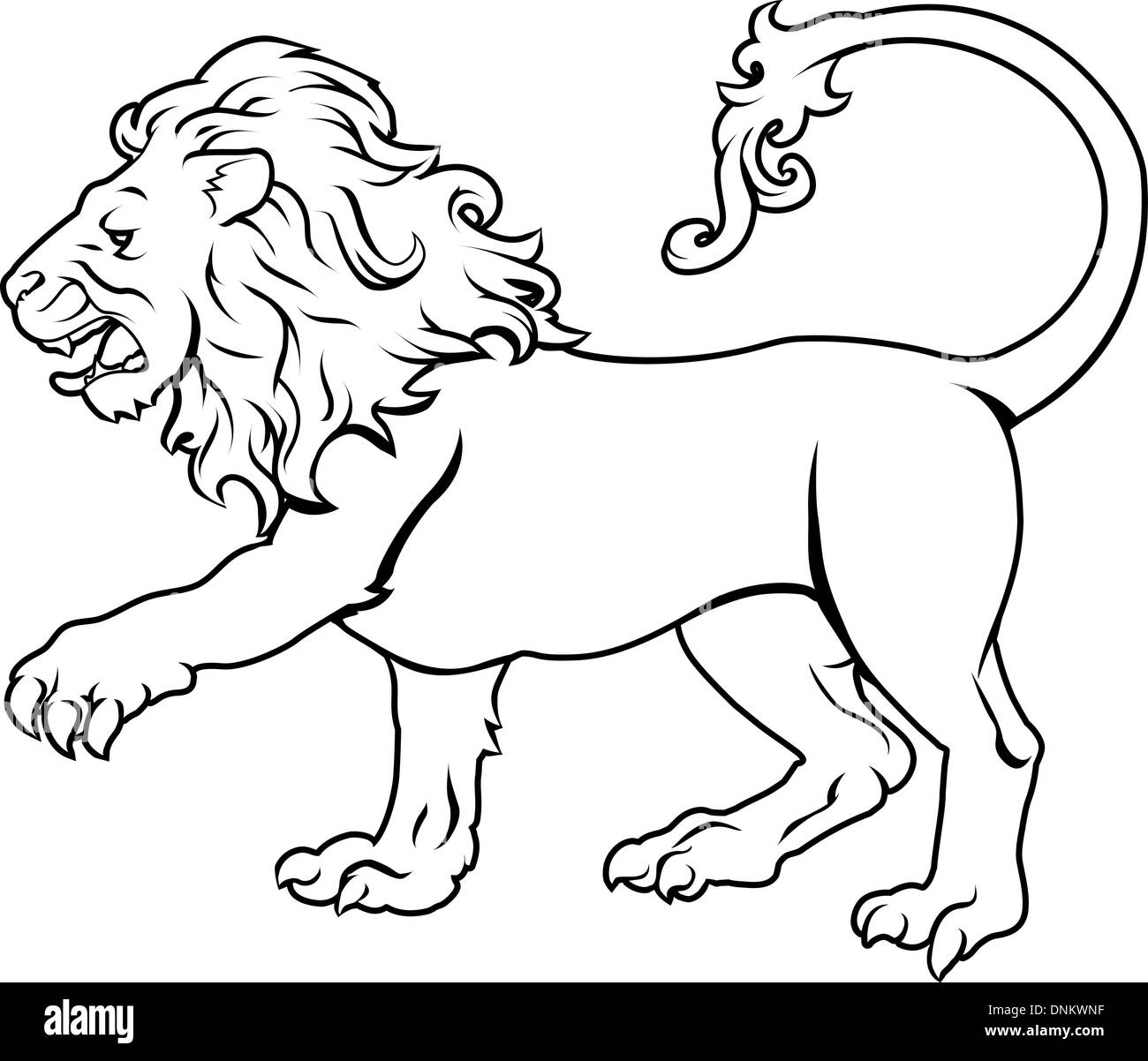 An illustration of a stylised black lion perhaps a lion tattoo Stock Vector