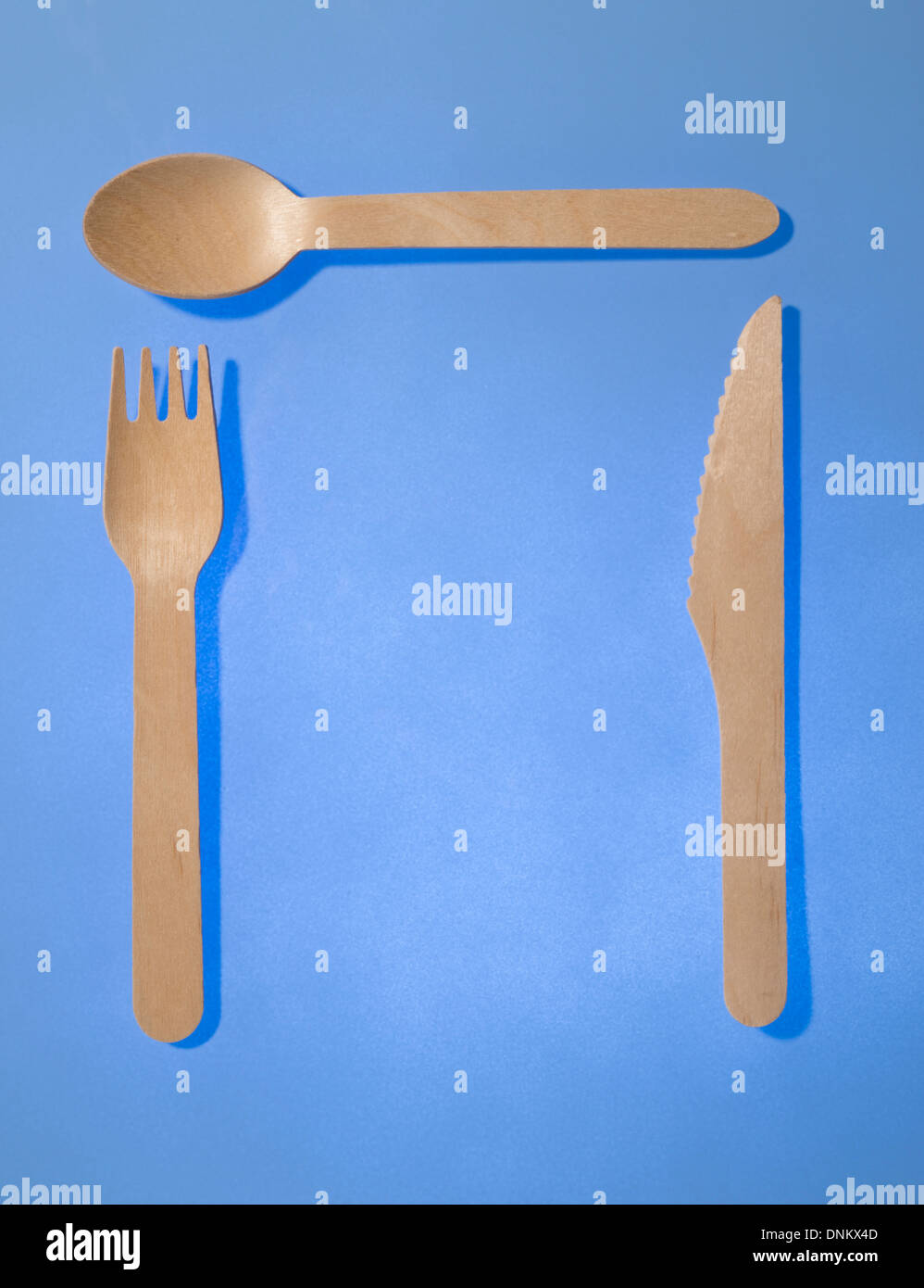 Wooden disposable cutlery set Stock Photo Alamy