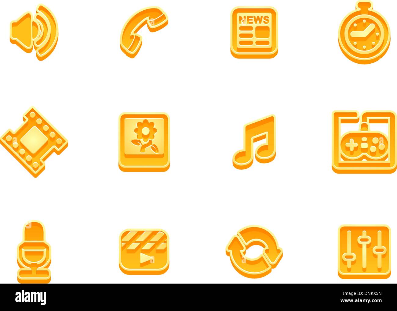 illustration of a media icon set, or series of media studies signs ...